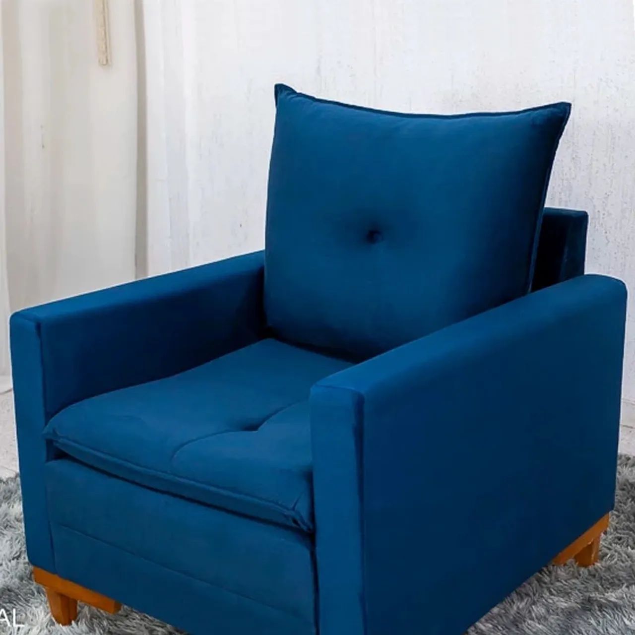 Poltrona Paris Veludo Azul rf76 - Foto 2