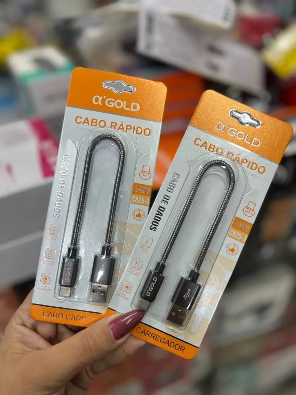 Cabo de Carregamento Rápido Curto - Tipo C - Ol Gold 