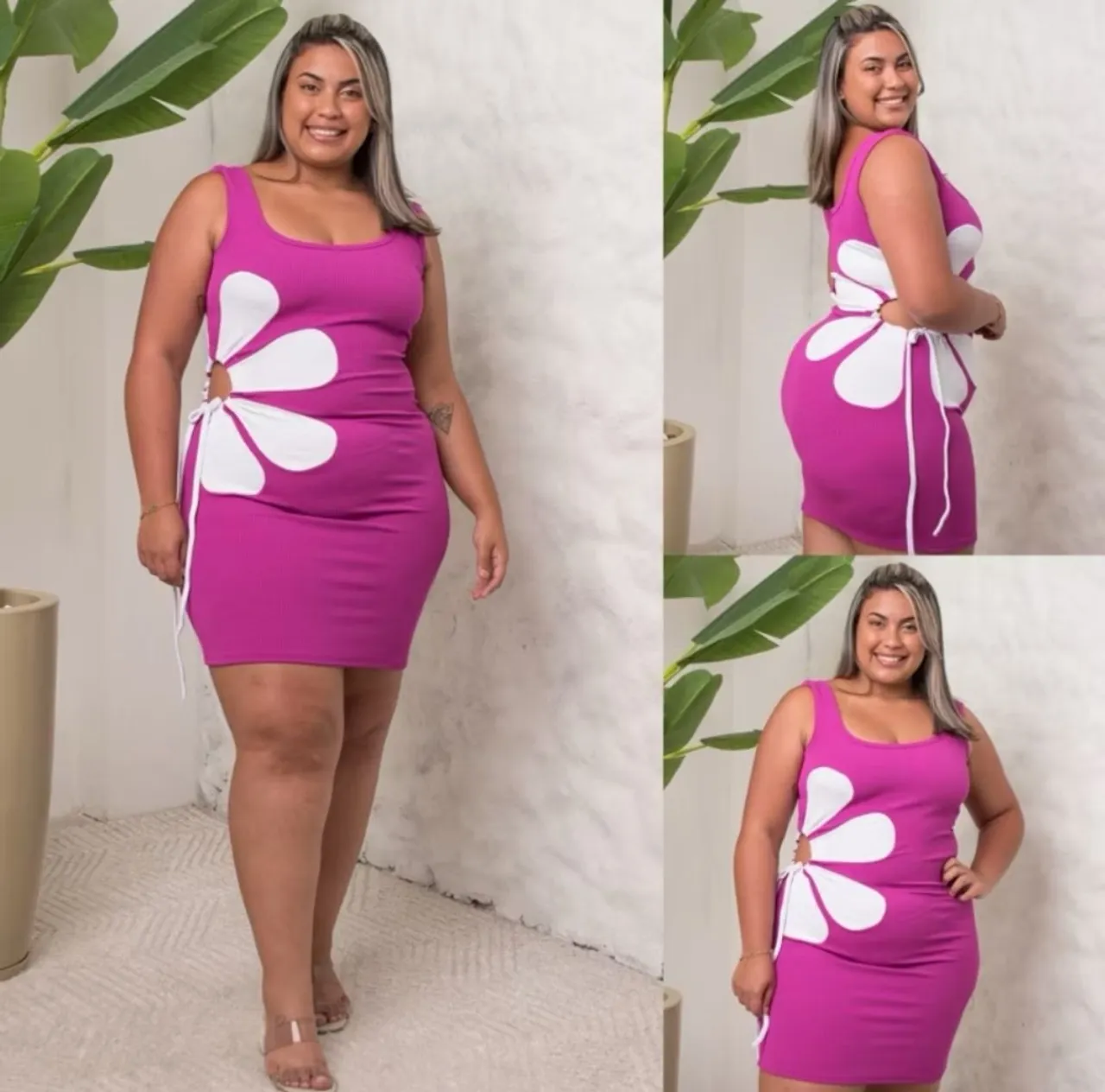 Vestido ana ruga flor, tamanho único do M ao gg
