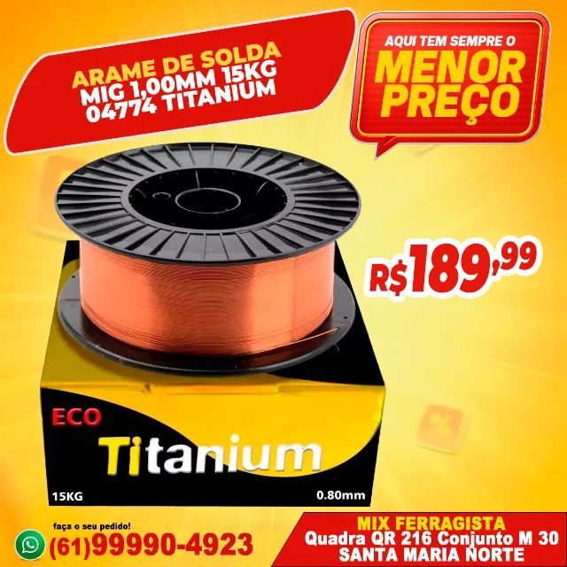 Arame De Solda Mig 15kg 1,00mm 04774 Titanium