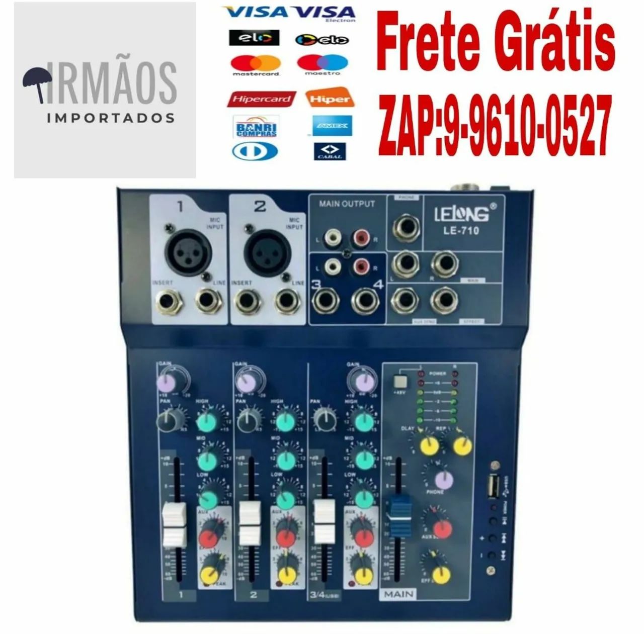 Mesa de Som 4 Canais Mixer Bluetooth Mp3 Player Digital Usb