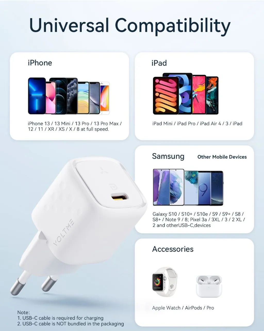 Carregador Voltme Super Si 20W + Cabo USB C 60W - Foto 2