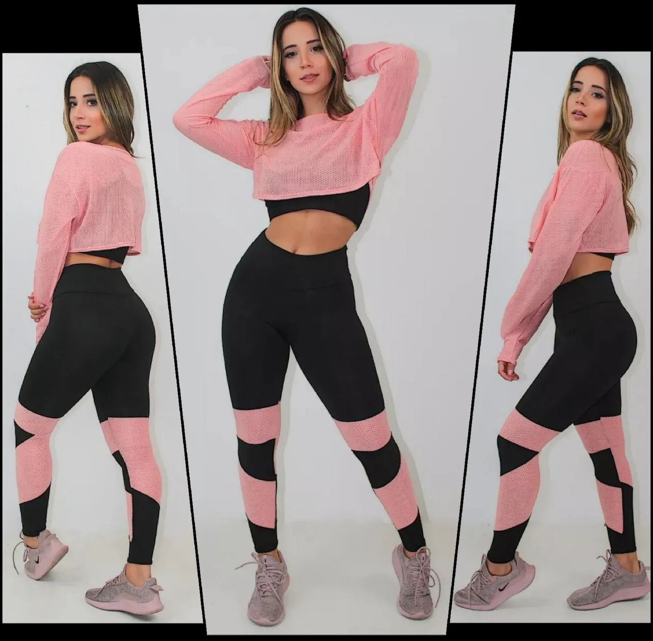 Conjunto cropped manga longa & legging c/ Tule.