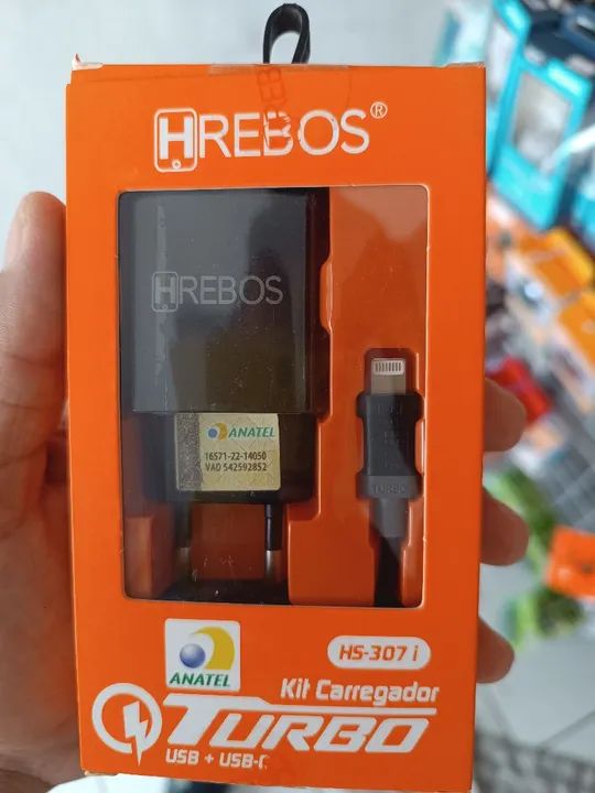 Kit Carregador Turbo USB + USB-C Hrebos HS-307i + Cabo Lightning 