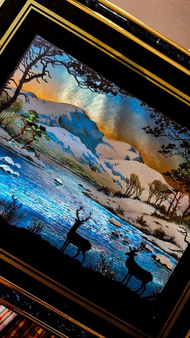 Quadro cintilante paisagem vintage antigo quando bate luz ele cintilante mais ainda - Foto 2