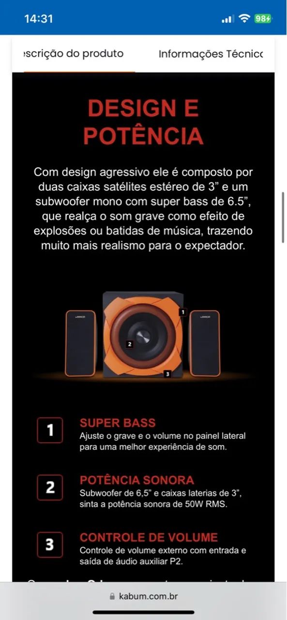 Caixa de Som Gamer Warrior - Foto 4