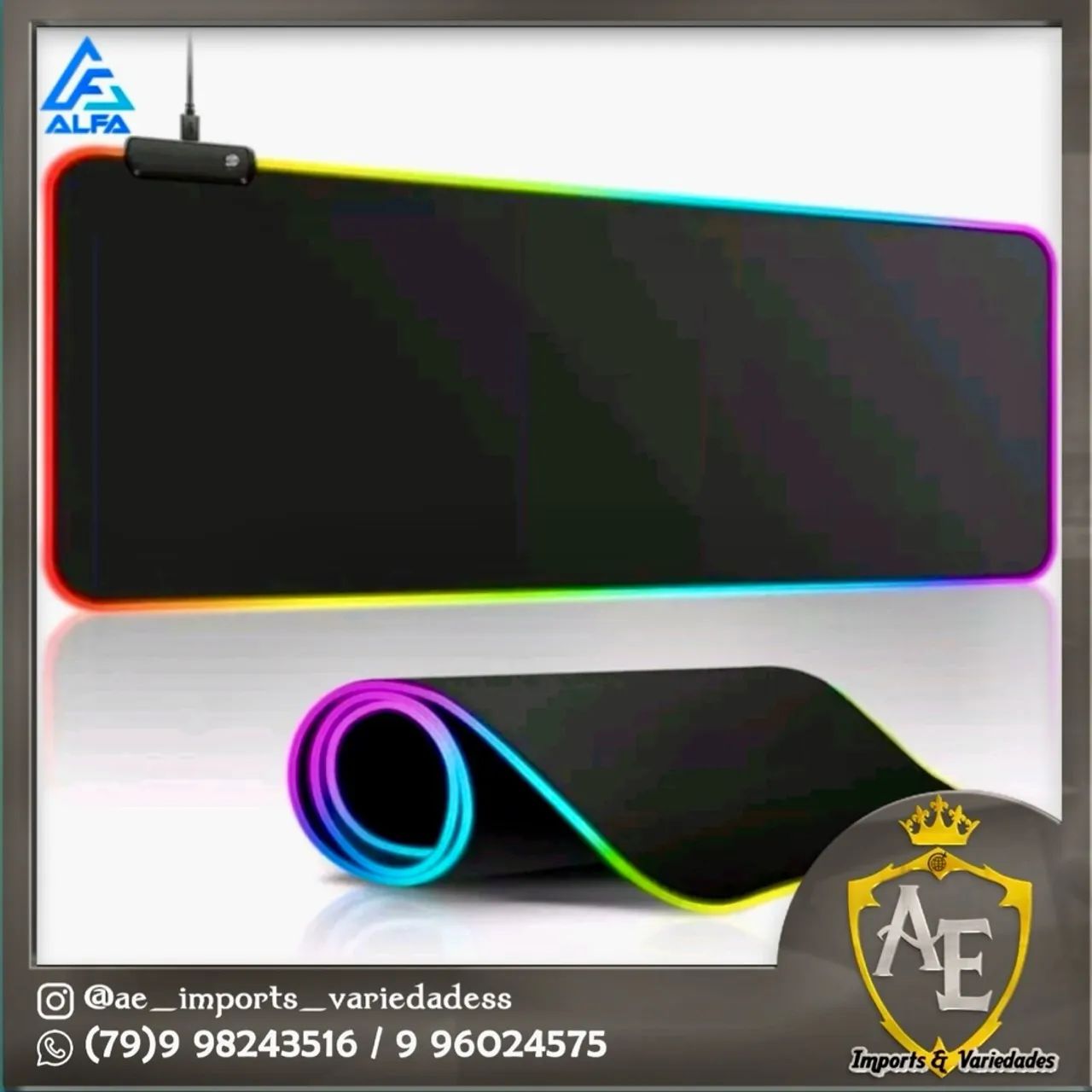 Mousepad Gamer RGB Iluminado Grande 30x89