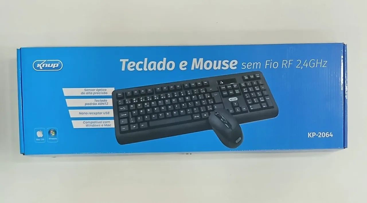 Kit Teclado e Mouse Sem Fio 