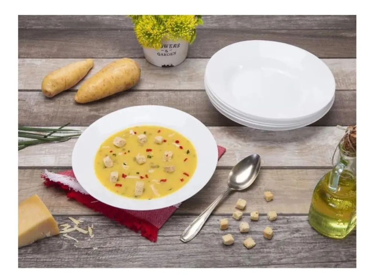 Kit de 6 Pratos minimalistas fundos 