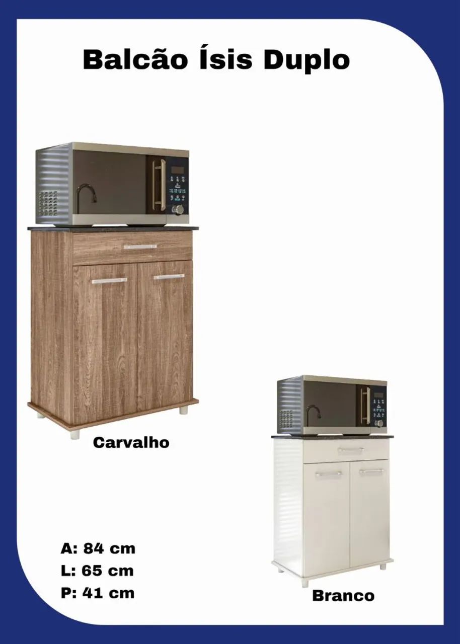 Balcão Ísis Duplo - Novo - Carvalho e Branco