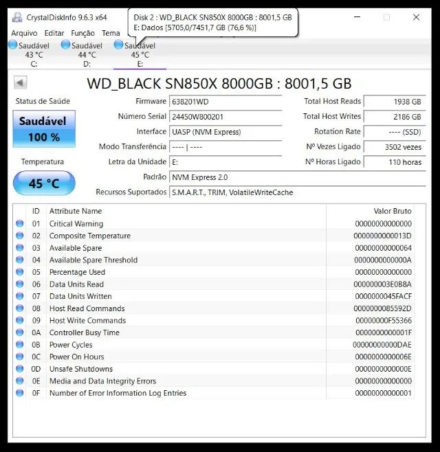 SSD WD BLACK 8TB SN850X NVMe 2280 - Foto 3
