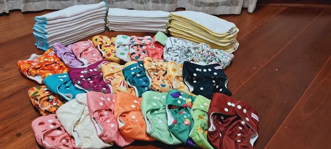 Kit de fraldas ecológicas da Fraldadinhos. 