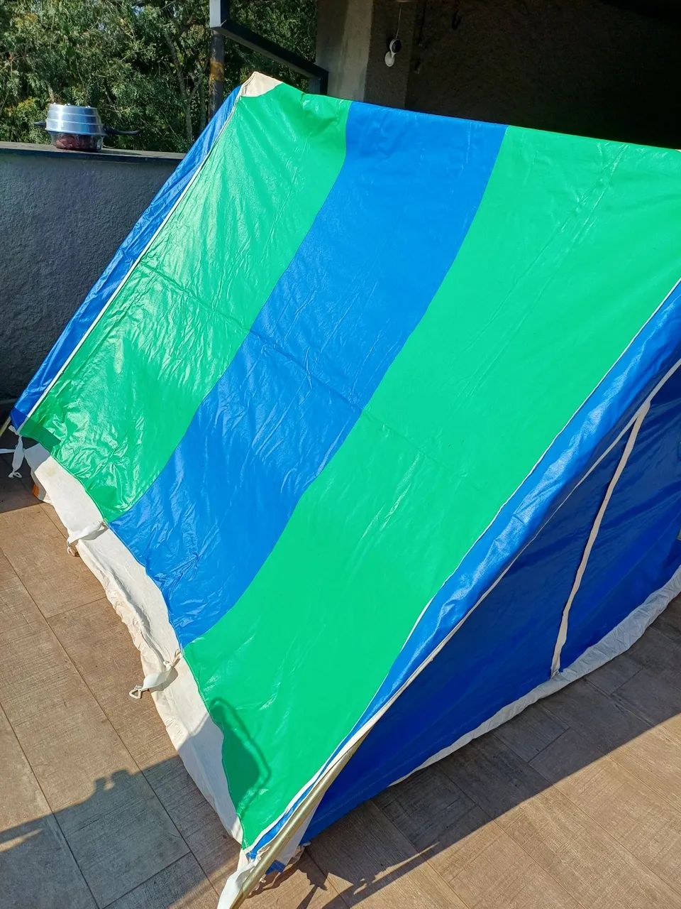 Barraca de acampamento azul e verde - Foto 3