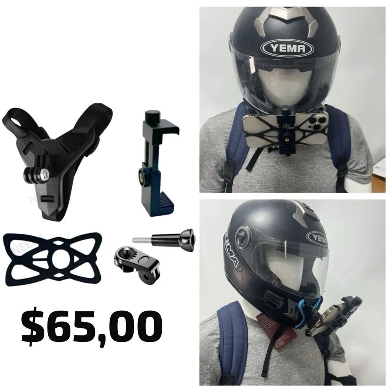 Suporte capacete câmera e celular gopro universal  - Foto 3