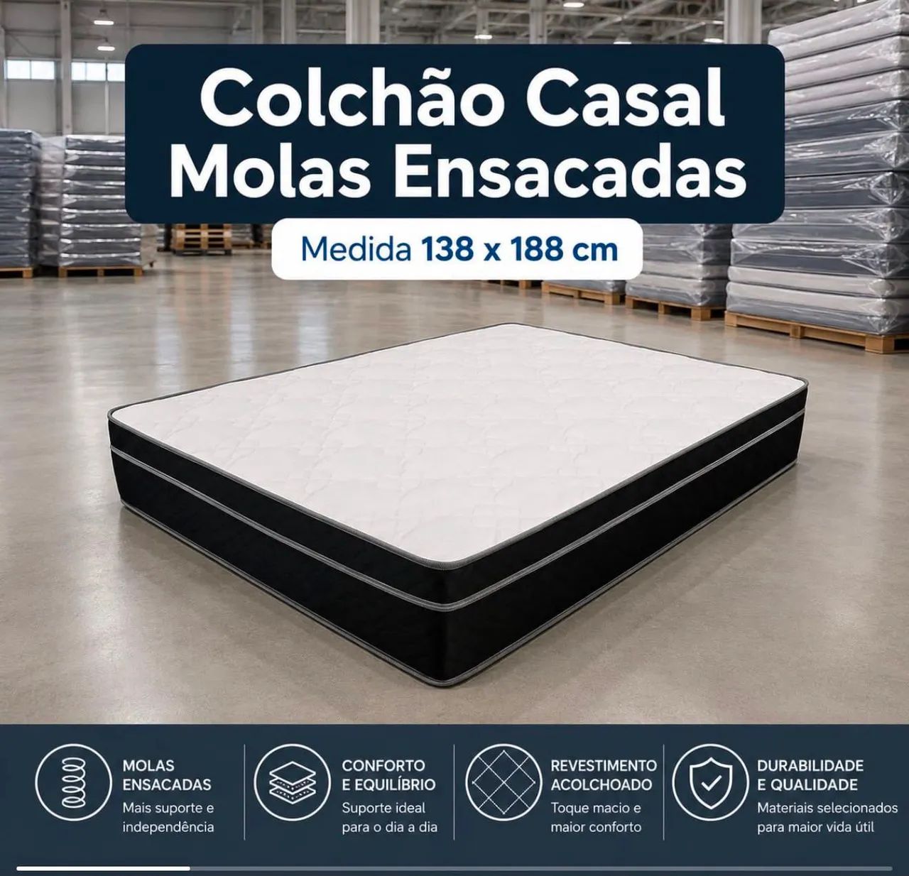 Base box e colchão molas, novos e frete grátis  - Foto 3