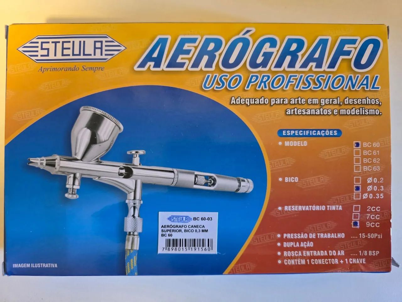 Aerógrafo Profissional Bc60 Steula Dupla Ação - Foto 3