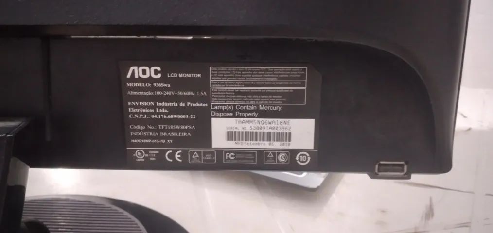 Monitor LCD AOC 19 Polegadas Funcionando Perfeitamente 936Swa - Foto 3