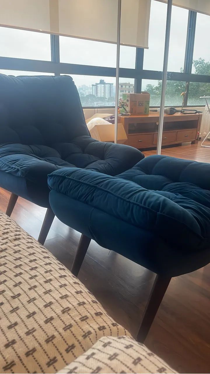 Chaise Long Azul Marinho 
