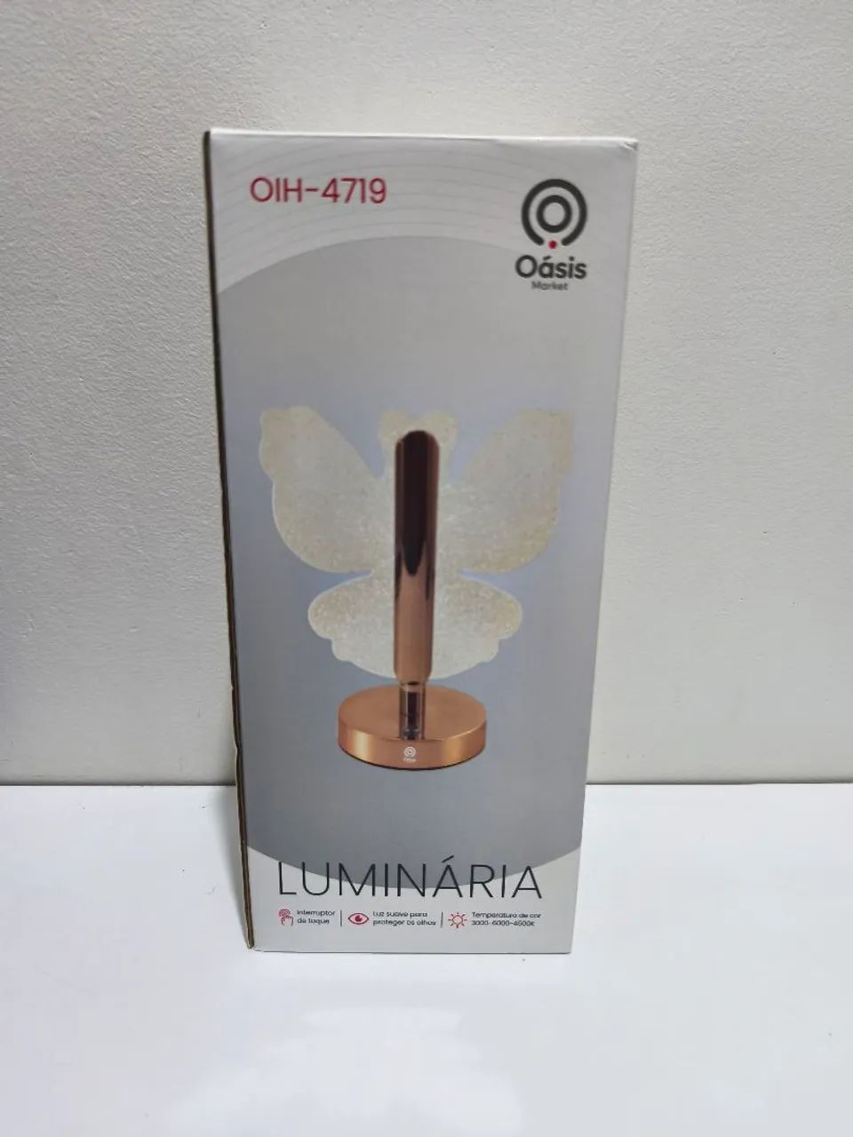 Luminária abajur 3 tons sem fio com ajuste de intensidade (oásis)