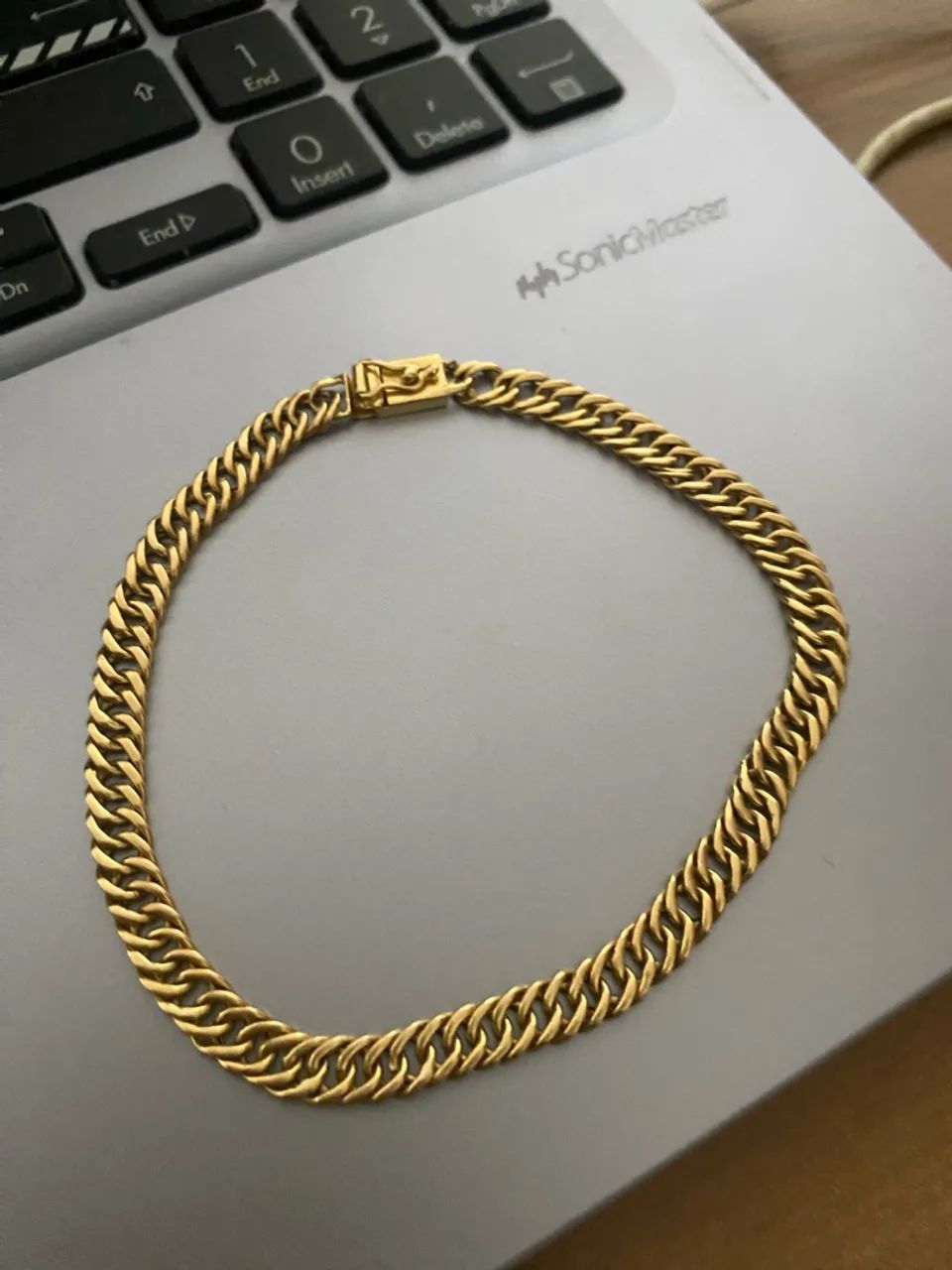 Pulseira ouro 18k - grumet dupla 