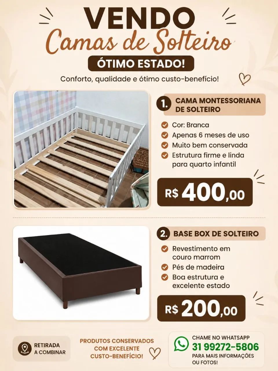 Vendo camas de solteiro 