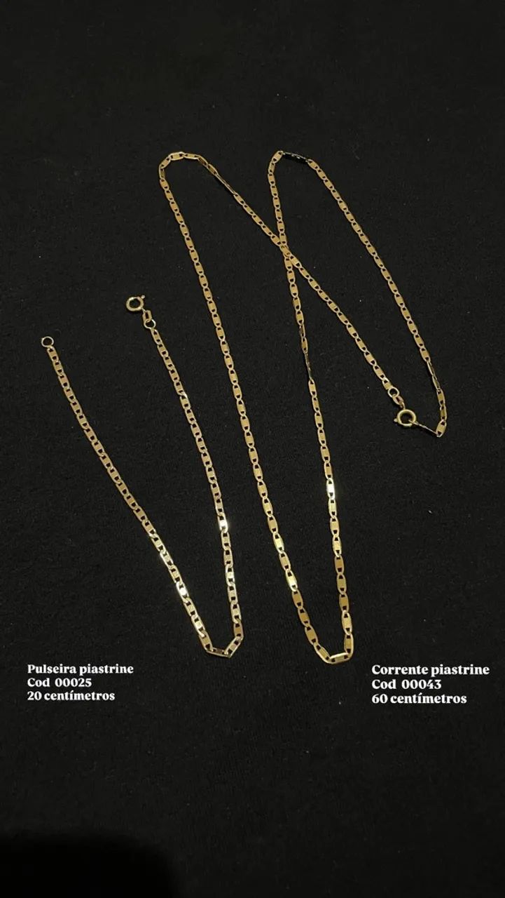 Corrente de ouro modelo piastrine 