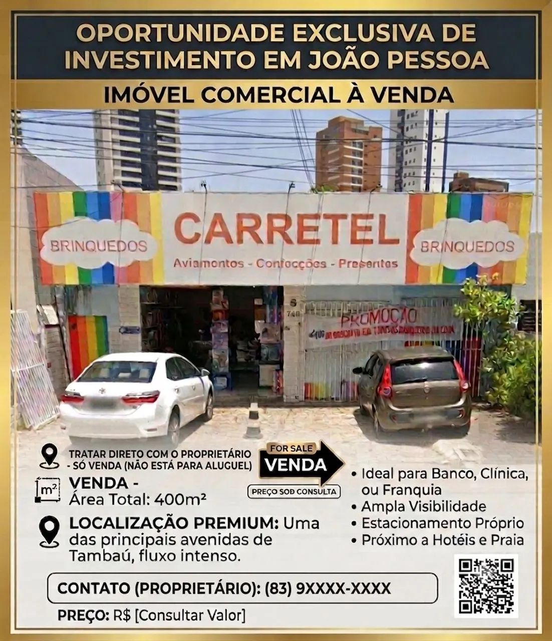 Vende-se área comercial em Tambaú - Tratar diretamente com o proprietário! 