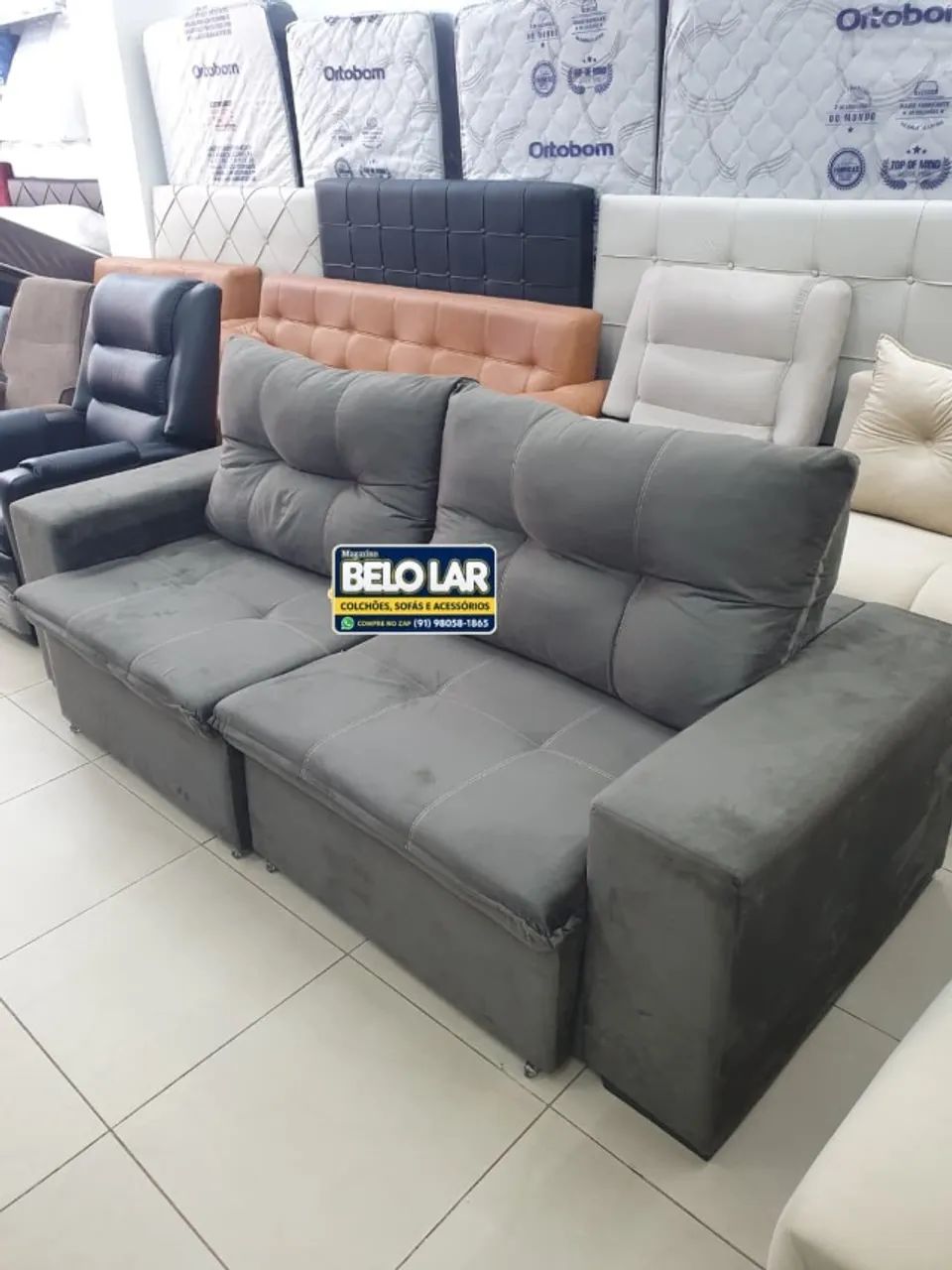     Sofá 3 Lugares Retrátil e Reclinável 