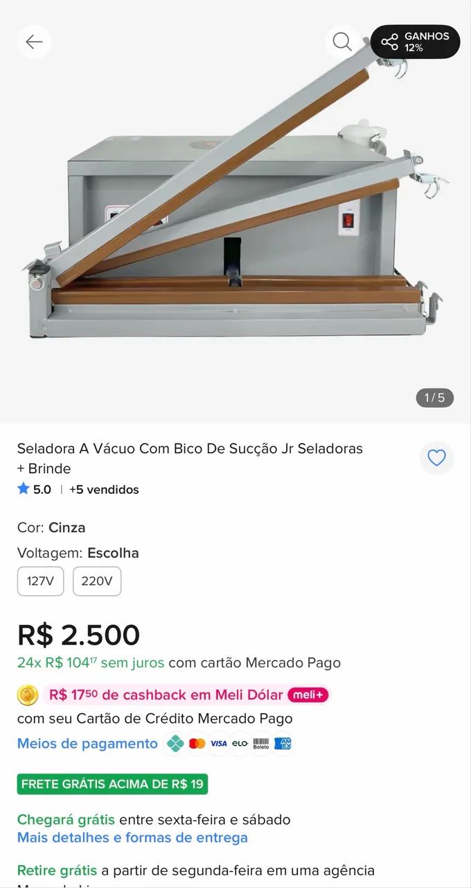 Seladora a vácuo com bico de sucção Jr Seladoras  - Foto 2