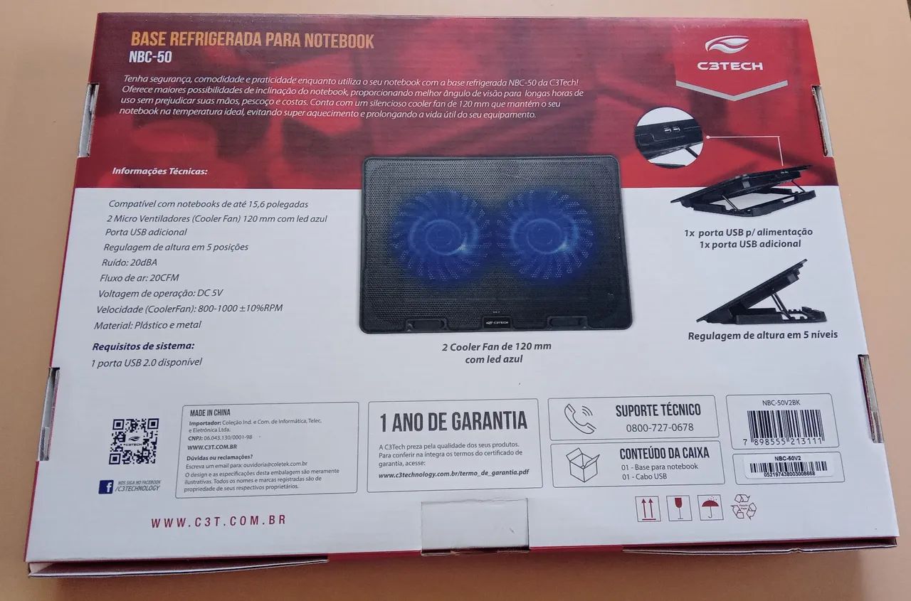 Base refrigerada para Notebook 2 coolers fan com led - Foto 5