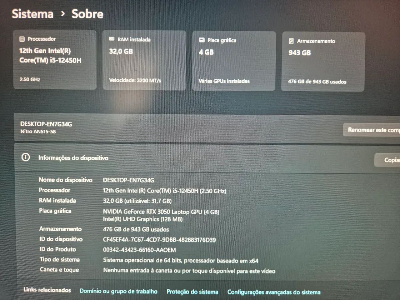 Acer Nitro 5 I5 RTX3050 32RAM 1TB - Foto 2