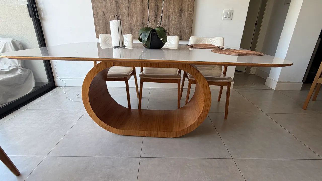 Mesa de Jantar Madeira Maciça com Tampo de Vidro + 6 Cadeiras - Foto 5