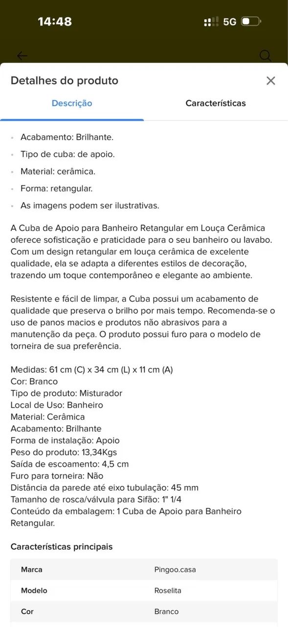 Cuba branca retangular  - Foto 4
