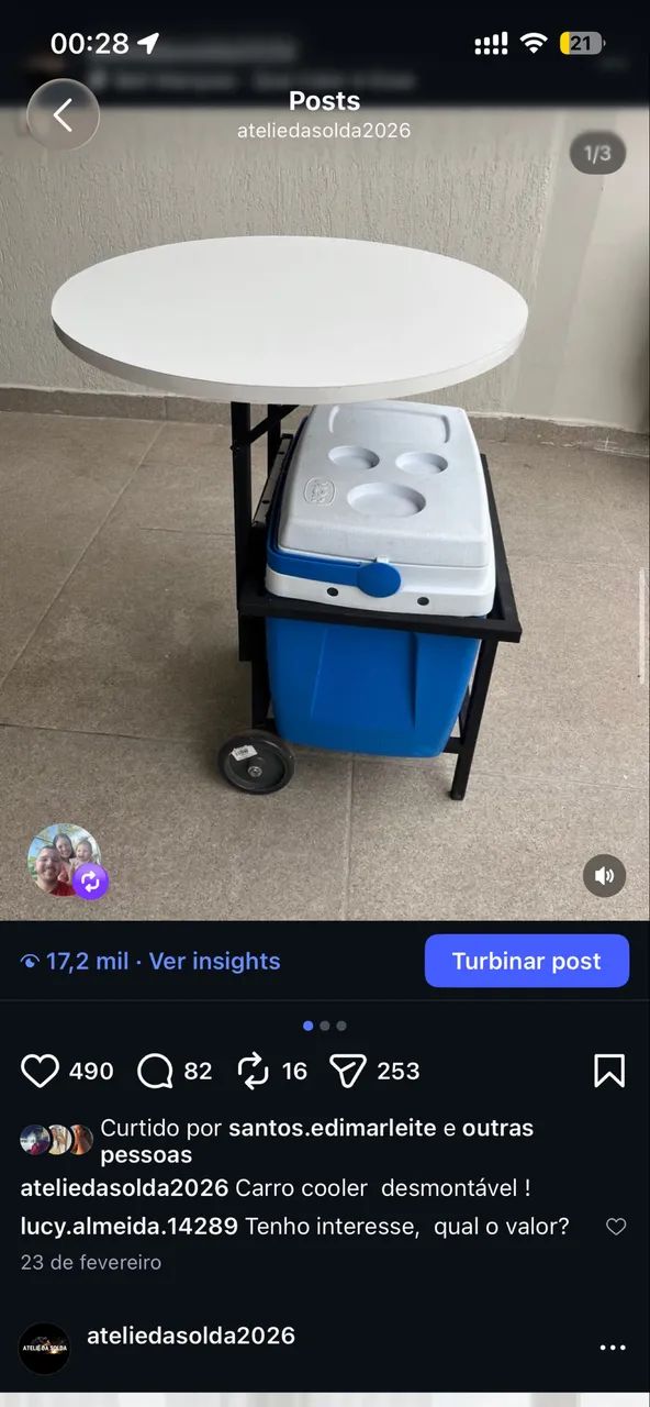 Carrinho com mesa e suporte para cooler  - Foto 3