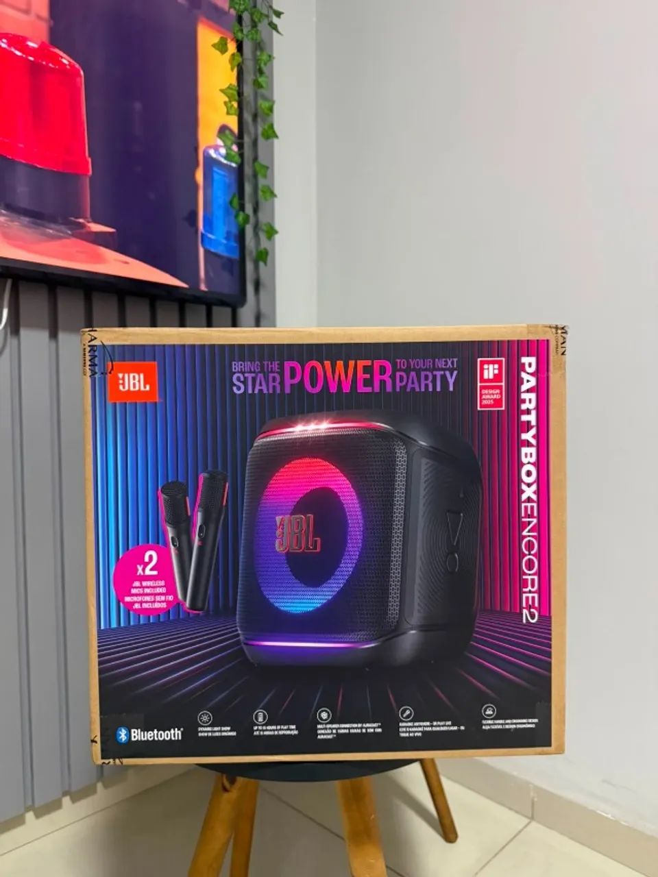 Jbl PartyBox Encore2 c/ 2 Microfones - Original - Nova e Lacrada - Pronta Entrega!!