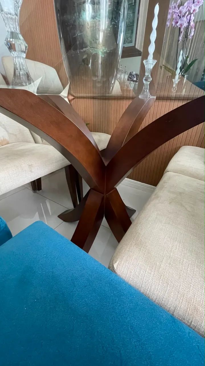 Vendo SOFÁ e MESA COM TAMPO VIDRO