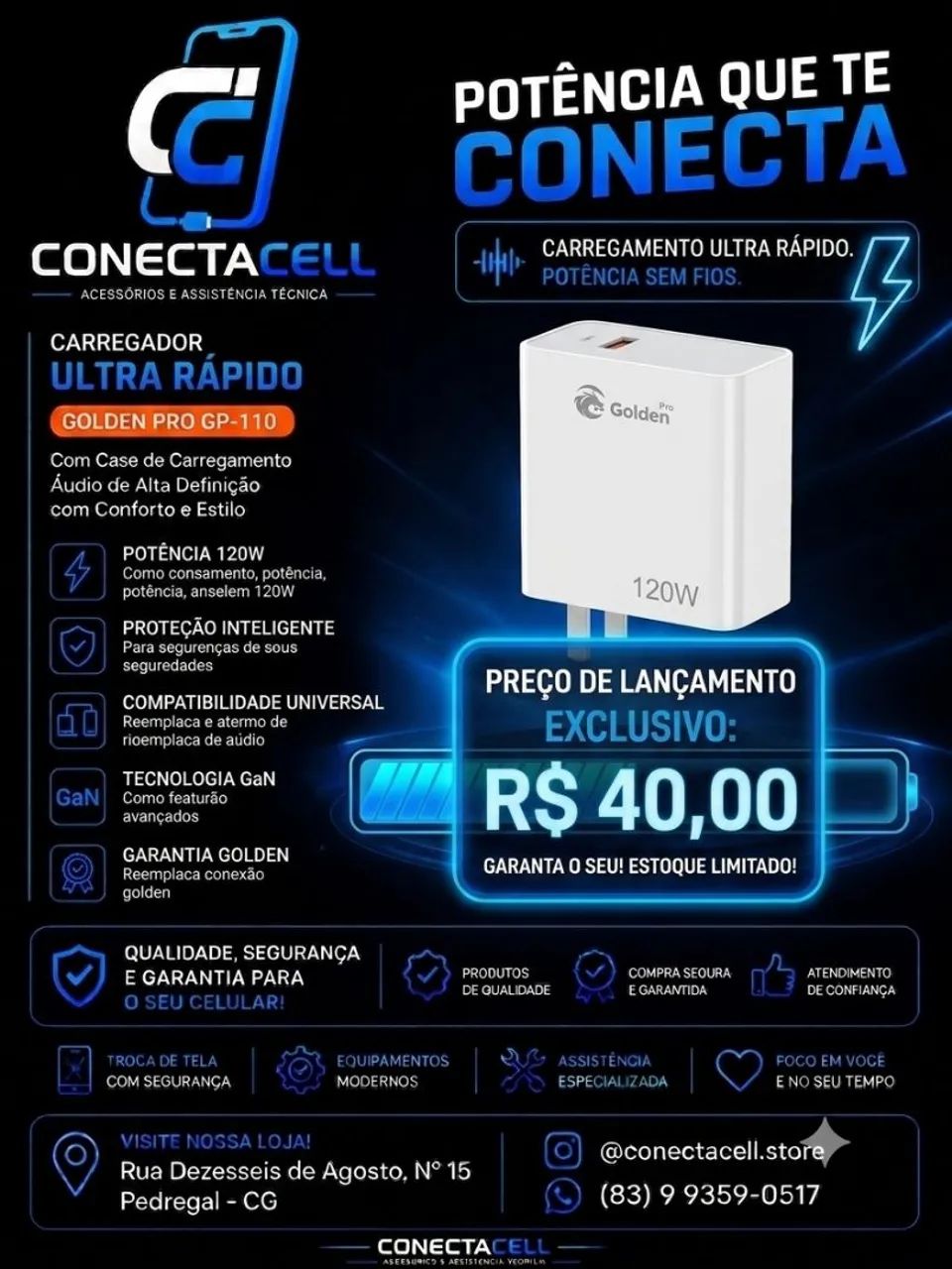 Carregador Tipo c 120w