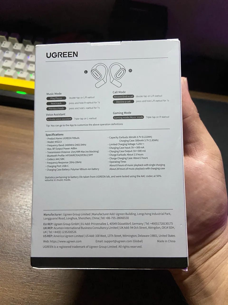 Fone Bluetooth UGREEN FitBuds (Design Open-Ear) - NOVO na Caixa - Foto 2