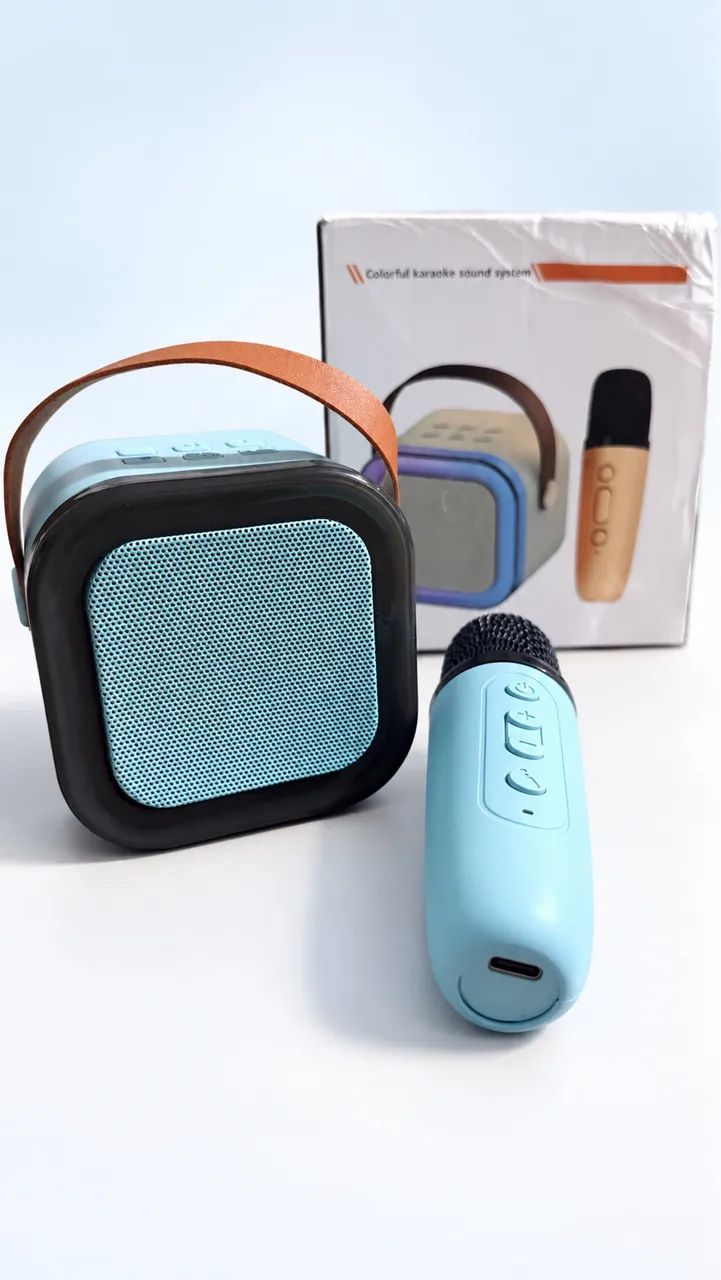 Mini karaokê Bluetooth com microfone - Novo  - Foto 3