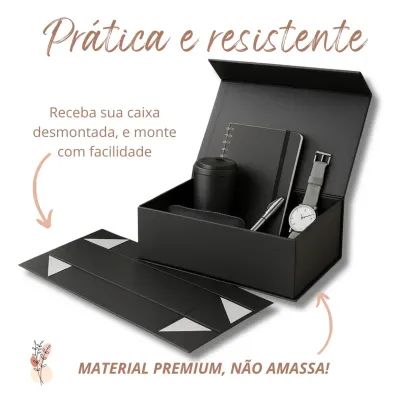 Caixa premium rígida com ímã personalizada com sua logo 28x20x9cm - Foto 2