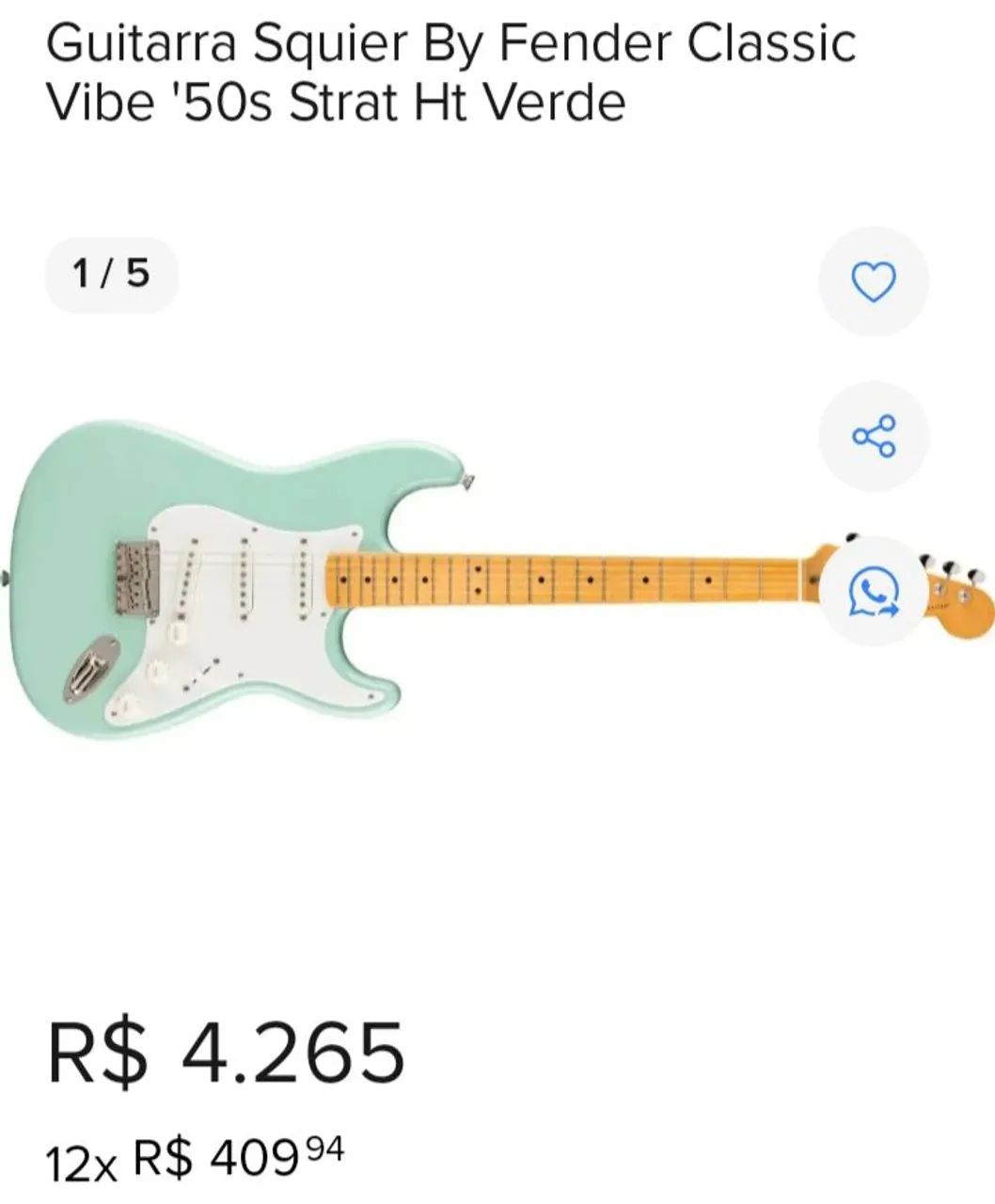 Guitarra Squier by Fender - Verde Surf Bullet serie - Instrumentos