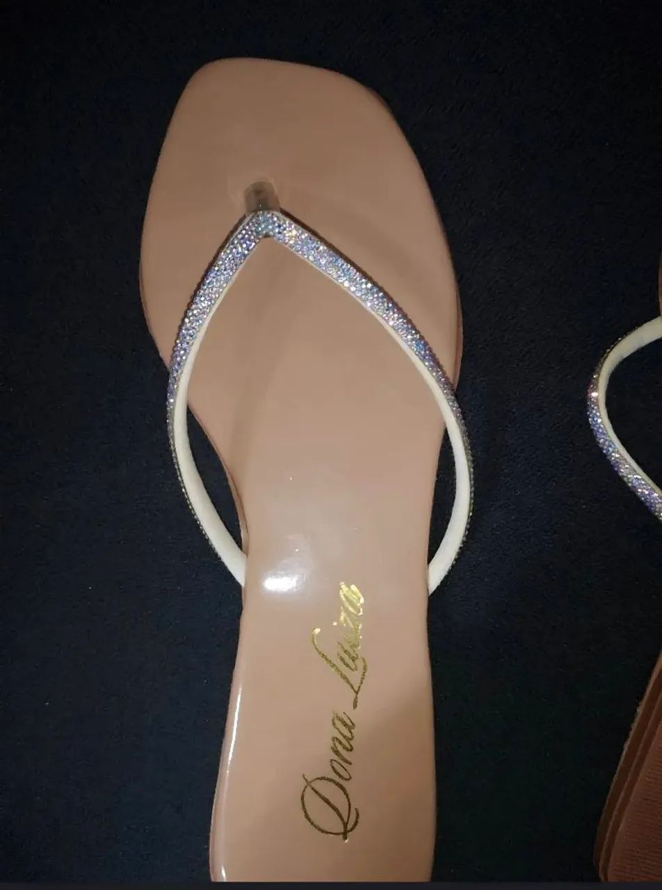 Rasteira Nude Chic com Tiras de Strass - Foto 3