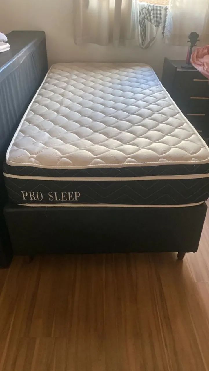 Cama boxe de solteiro colchão novo 