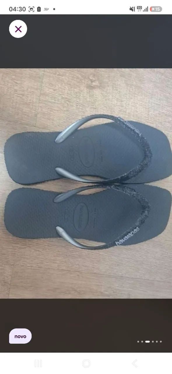 Chinelo havaianas sparkle slim square - Foto 3
