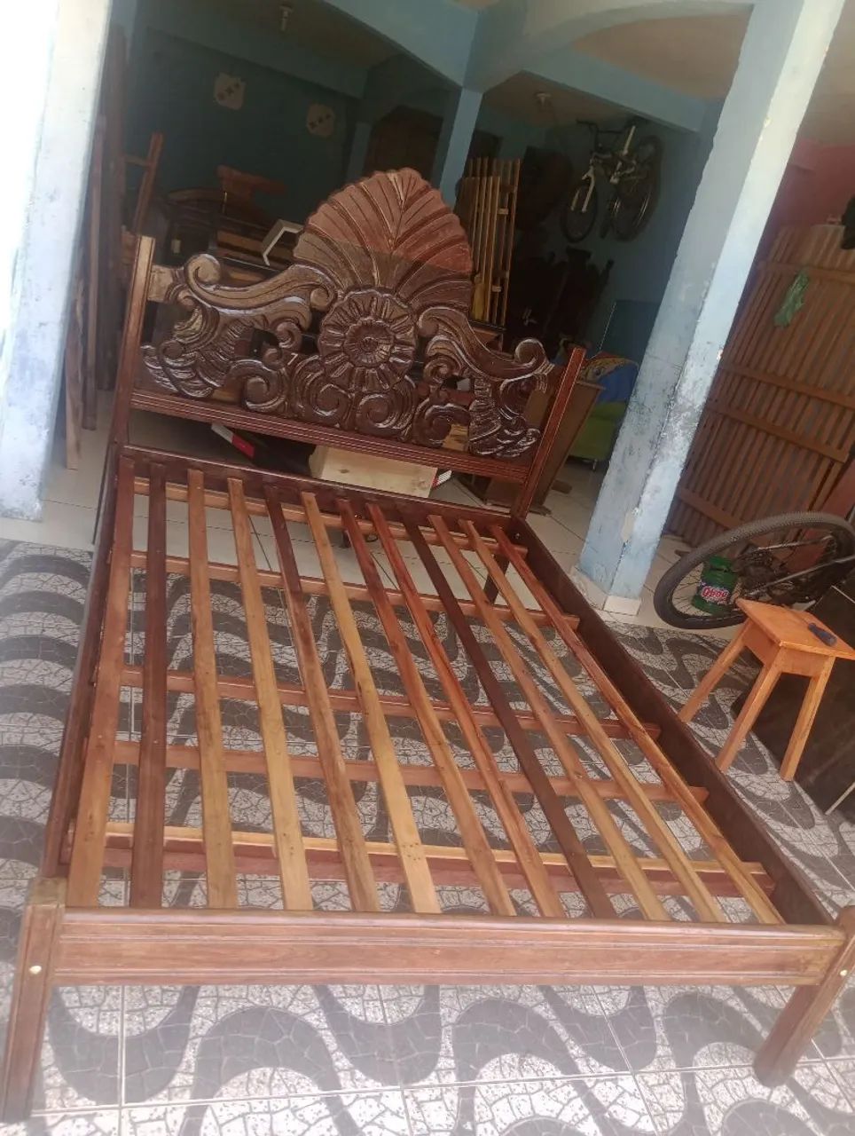 Cama de casal madeira macanaiba maciça e pura 1,300,00 - Foto 3