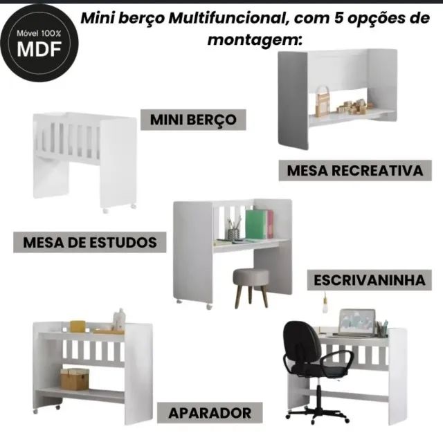 Berço multifuncional 5 em 1