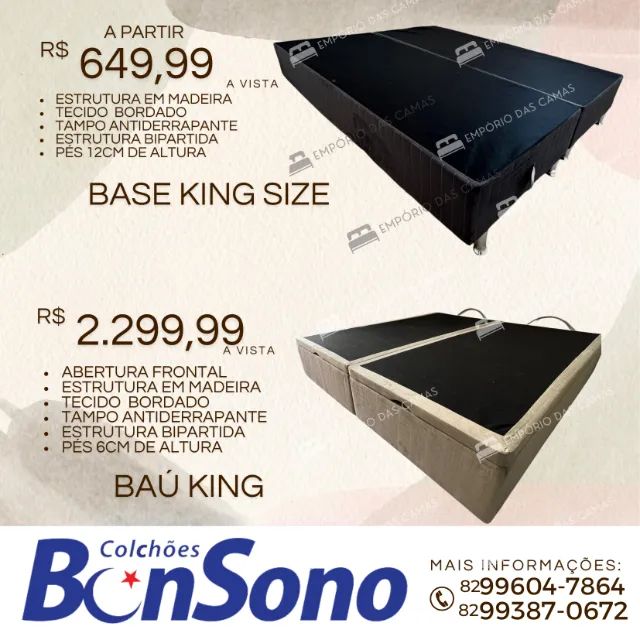 Base convencional ou base baú king size bonsono pronta entrega 