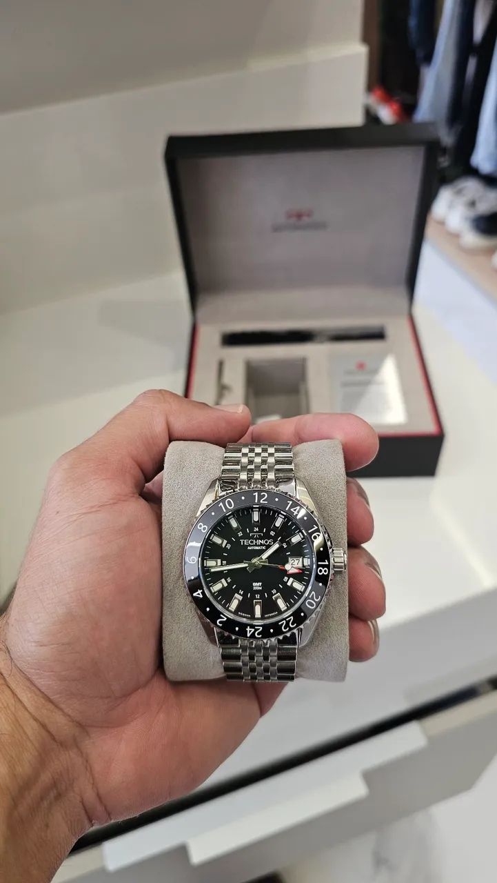 Relógio Technos automático GMT Prata lindo e raro - Foto 2