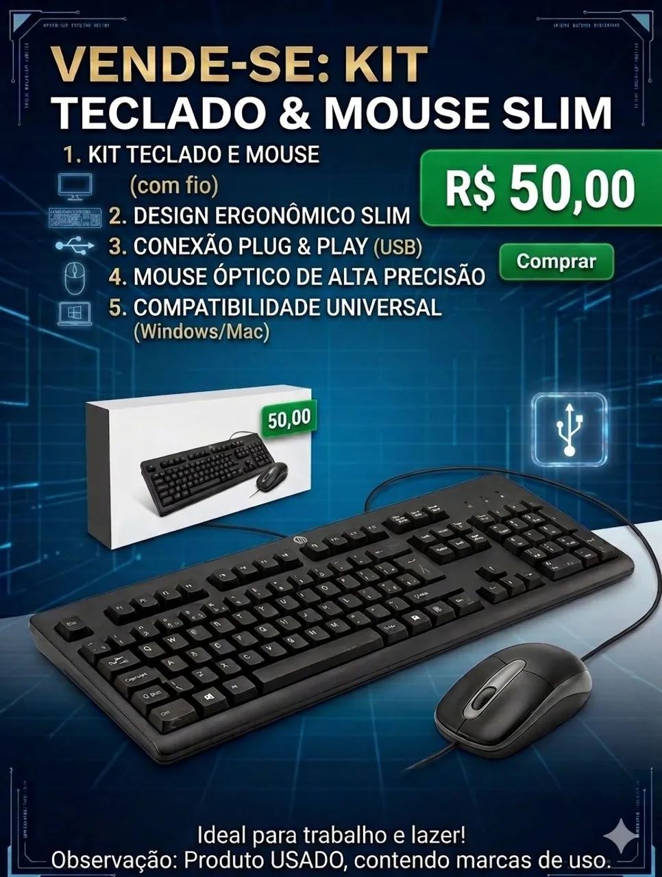 Kit Teclado + Mouse USB