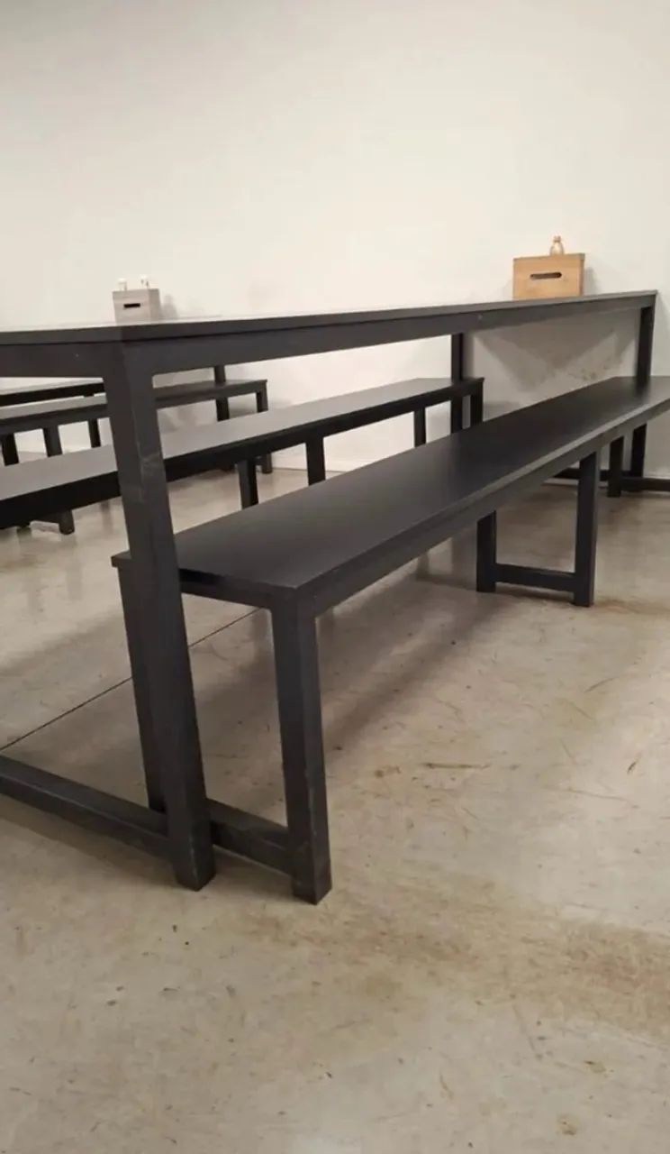 Mesa refeitório preta com metal nova  - Foto 2